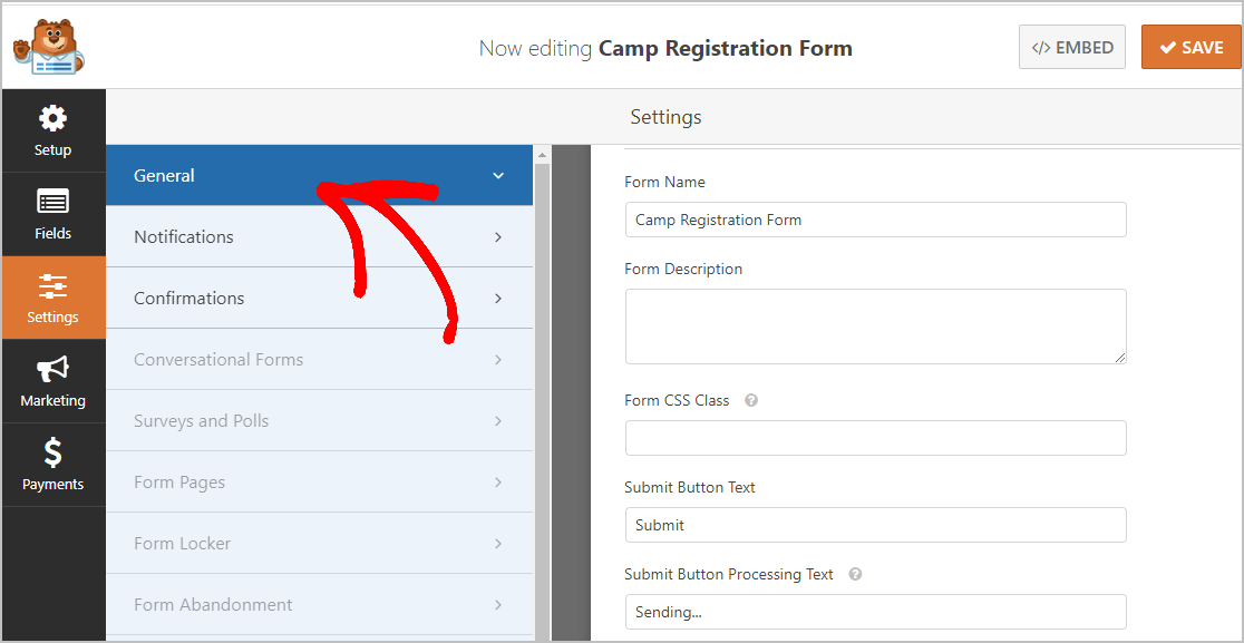 Camp Registration Form General