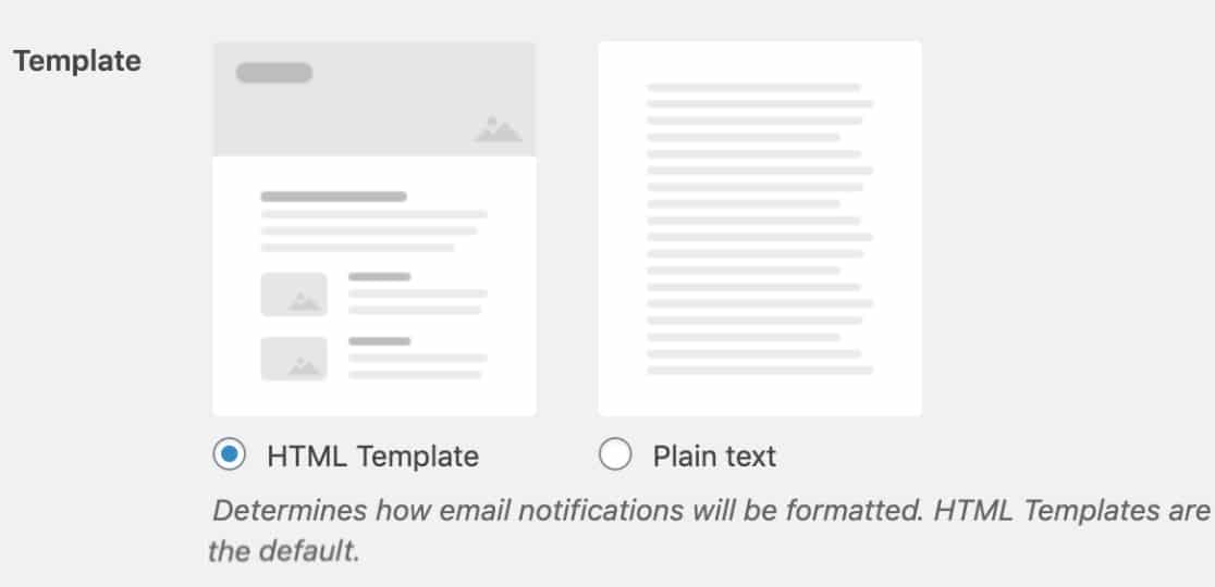 Change email template used in WPForms