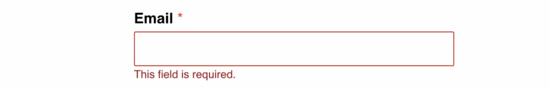 Validation error example in WPForms