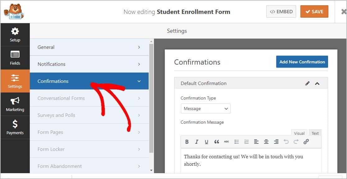 Forms Confirmation