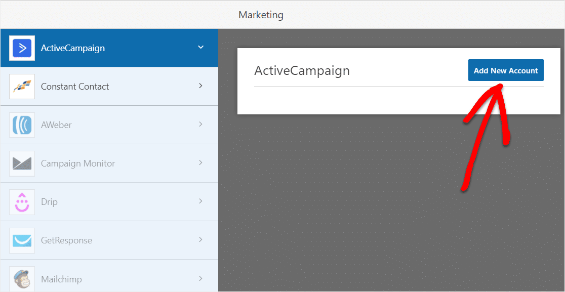 add new account to activecampaign form in wordpress