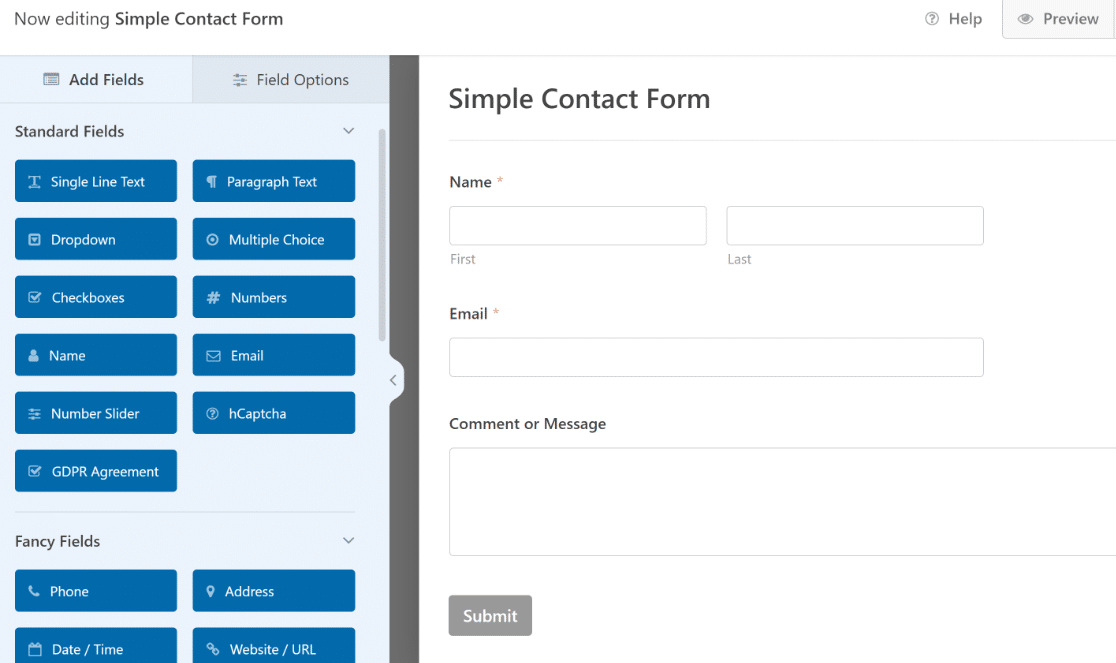 Contact form ready