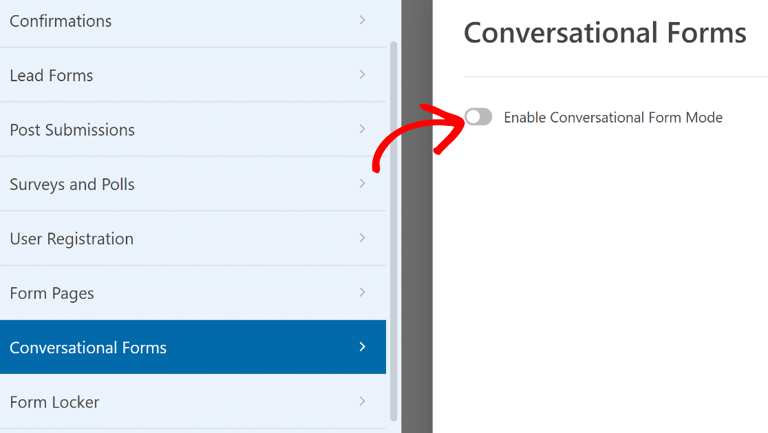 Conversational form mode toggle