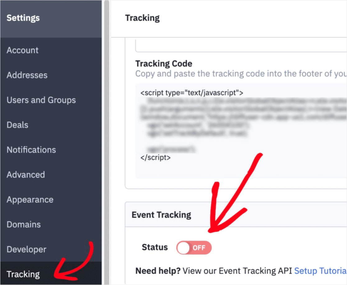 enable event tracking