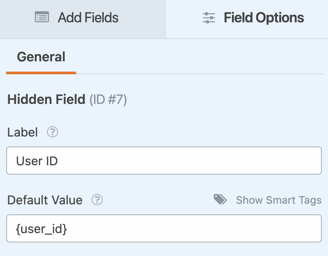 Adding the User ID Smart Tag as the Default Value in a Hidden field