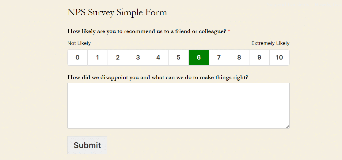 nps survey simple form