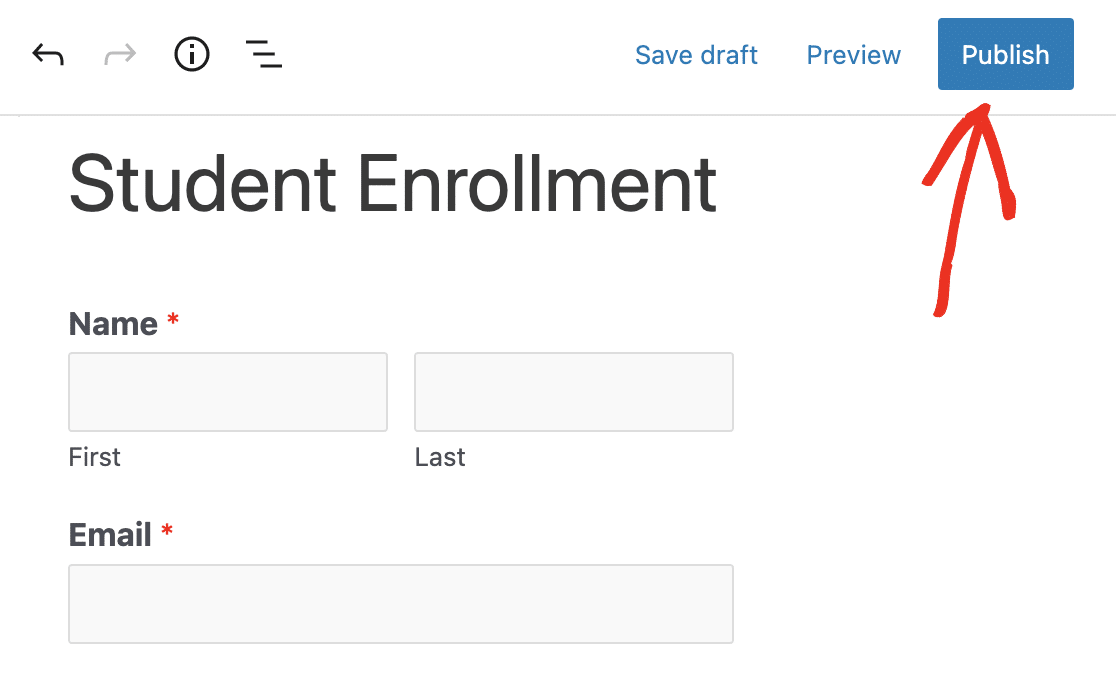 Publishing your student enrollment form