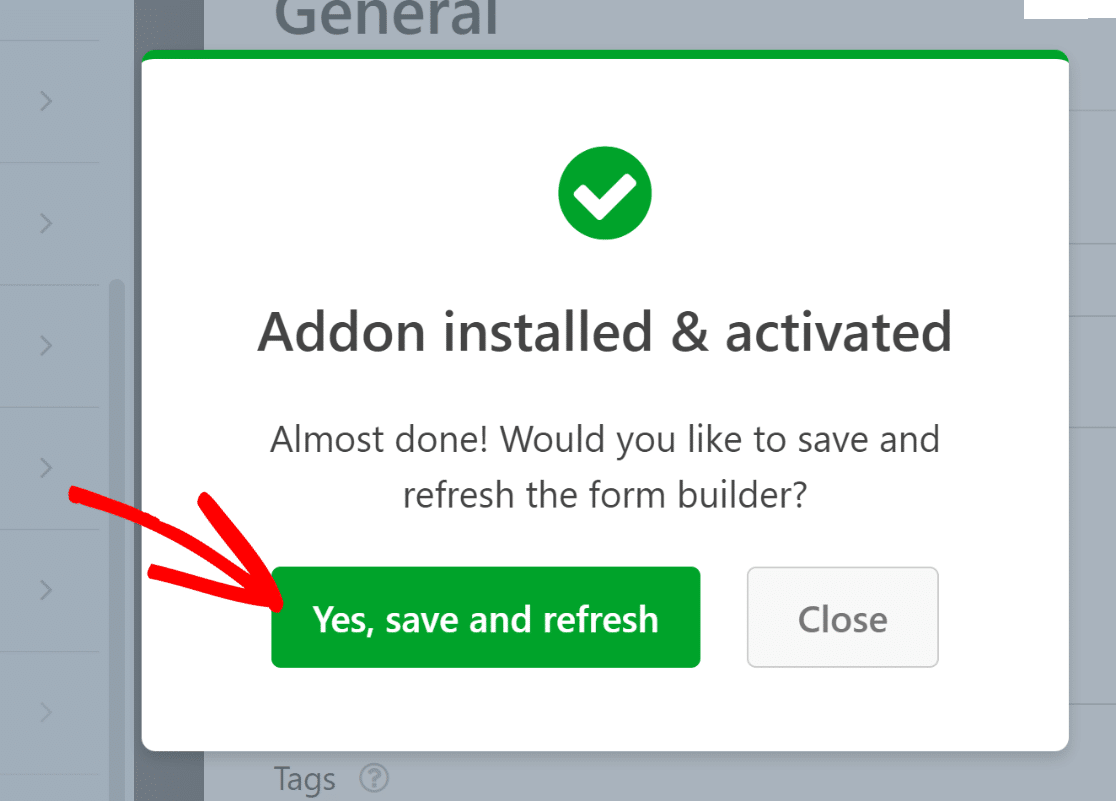 Save and refresh form builder