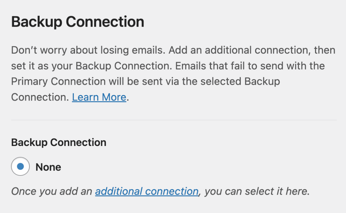 WP Mail SMTP backup connection