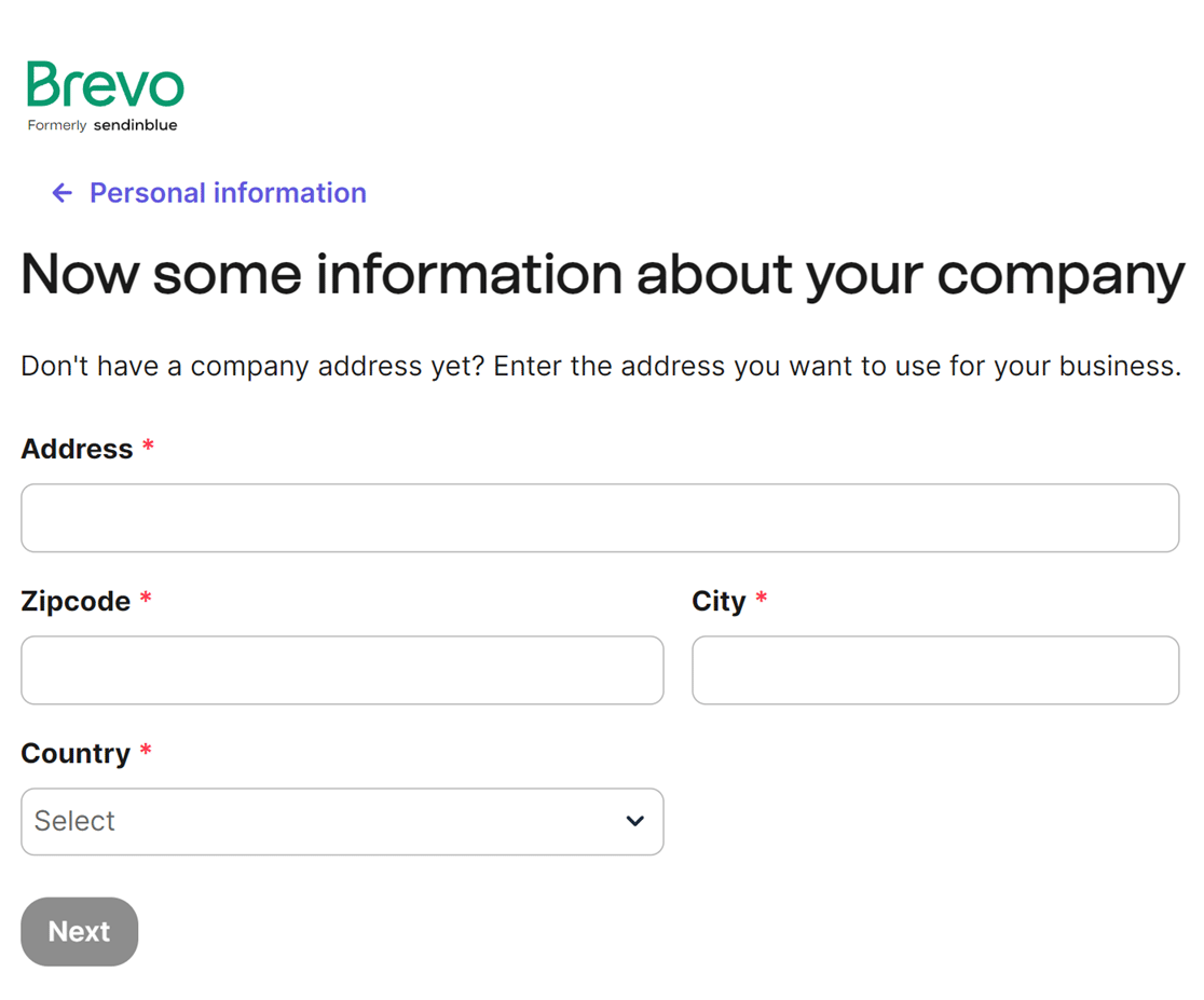 Brevo address information