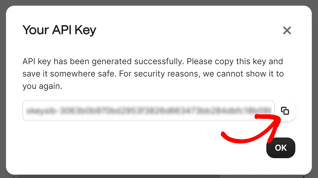 Brevo copy api key button