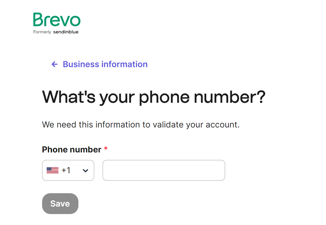Brevo enter phone number