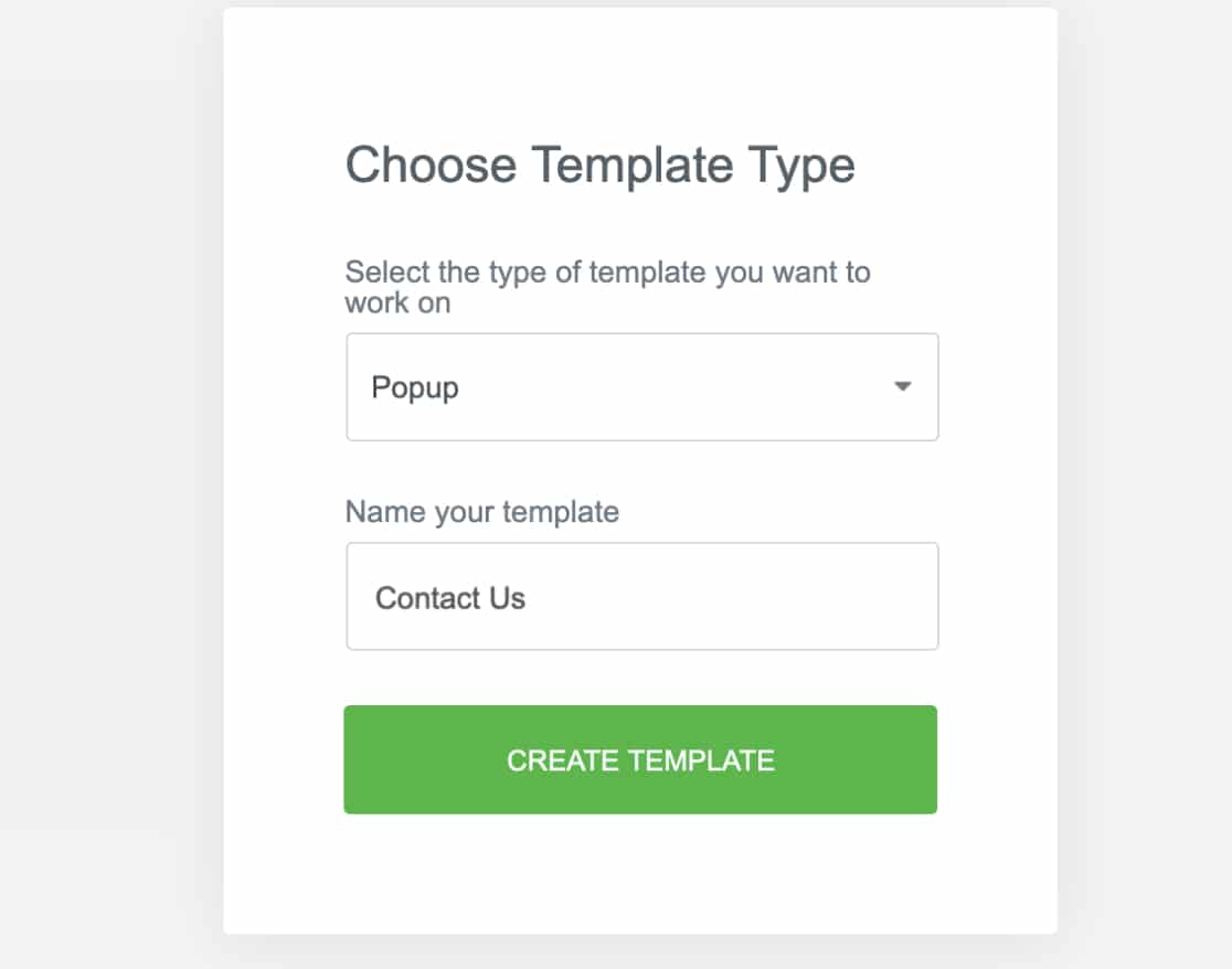 Choose a template type in Elementor