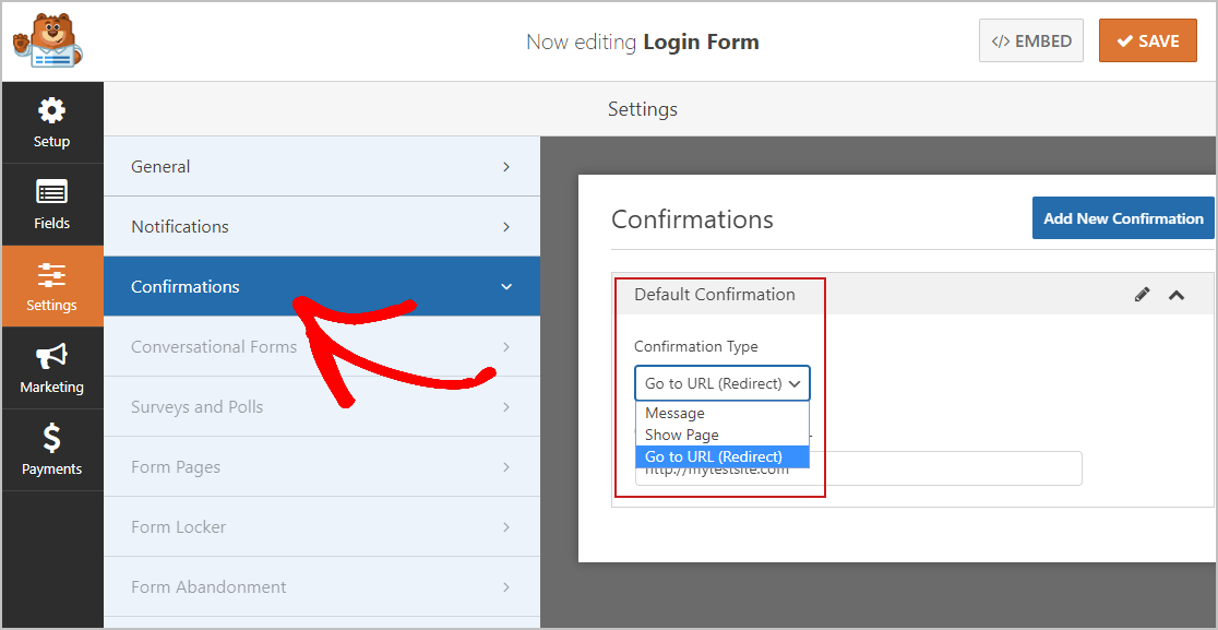 Confirmation Login Form