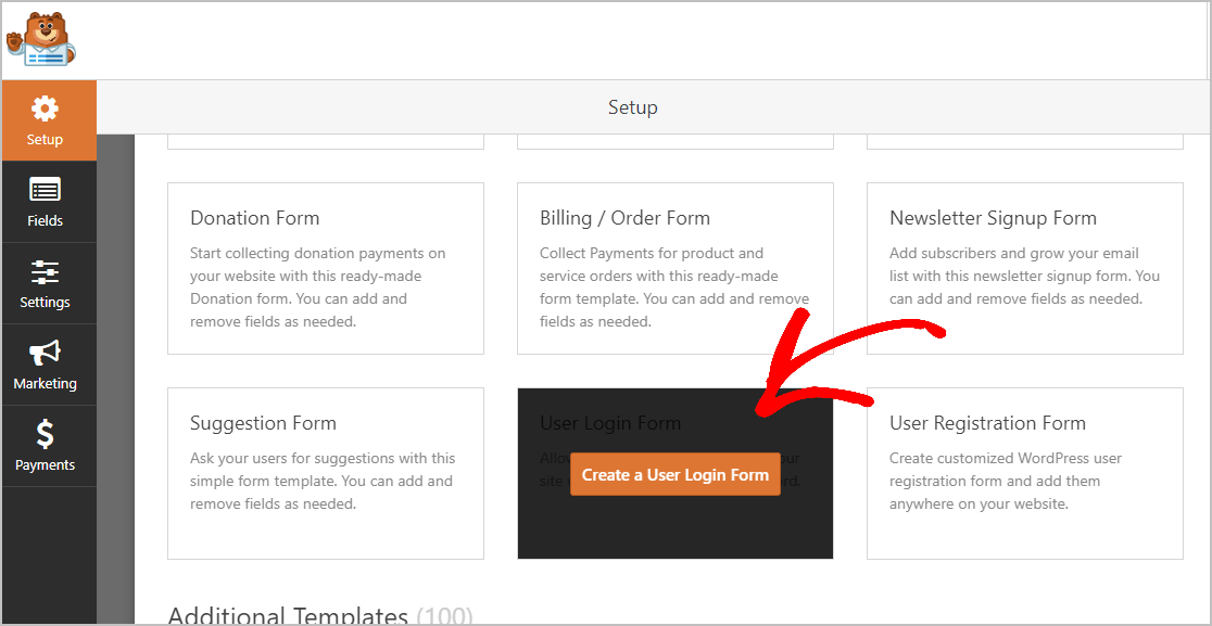 Create User Login Form