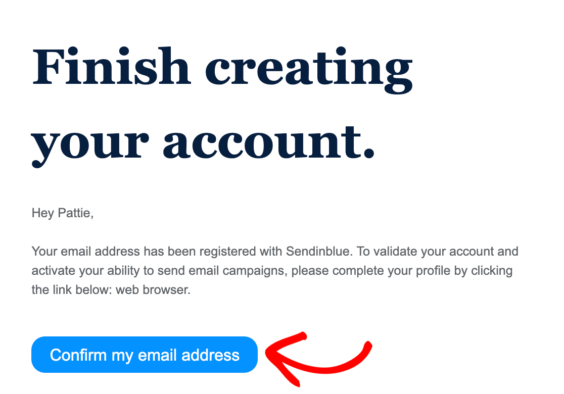 Confirm your email address with Sendinblue