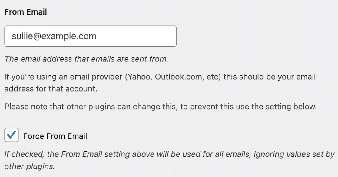 Setting your From Email in the WP Mail SMTP settings