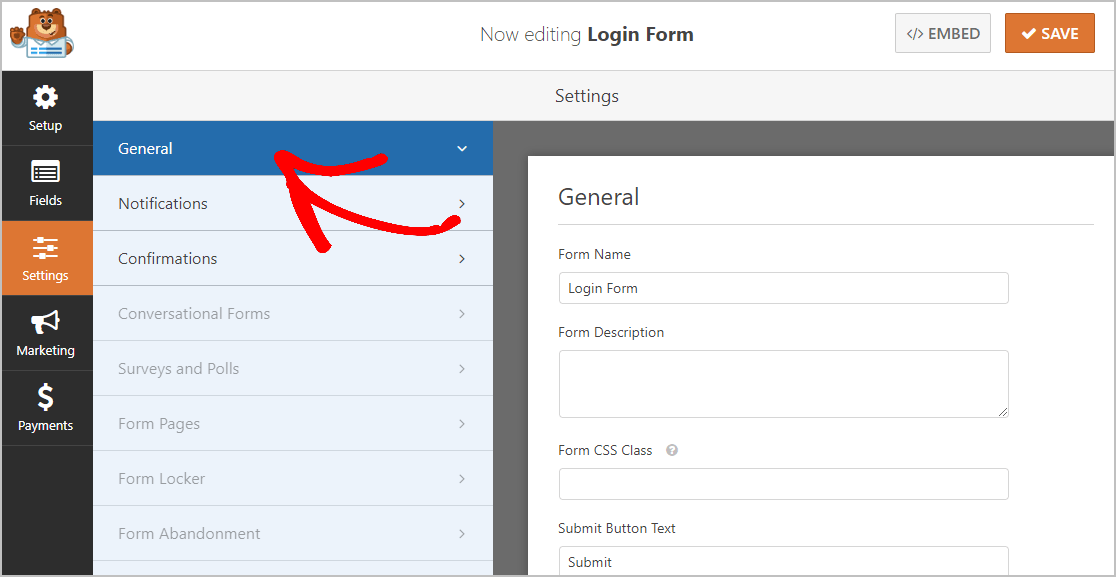 General Login Form