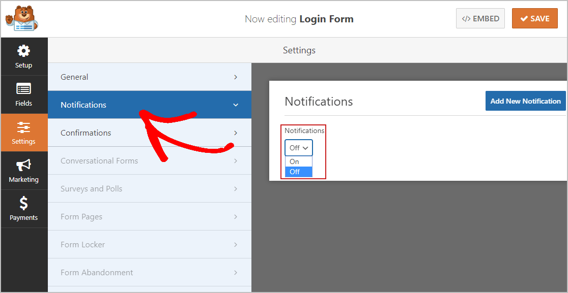 Notifications Form