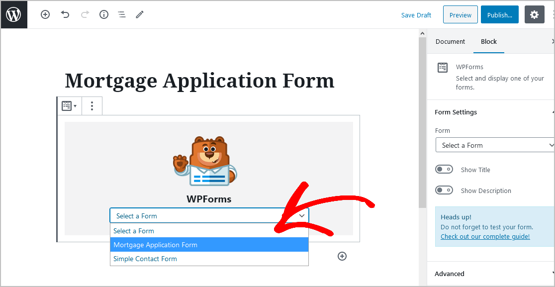 Select Mortgage Form