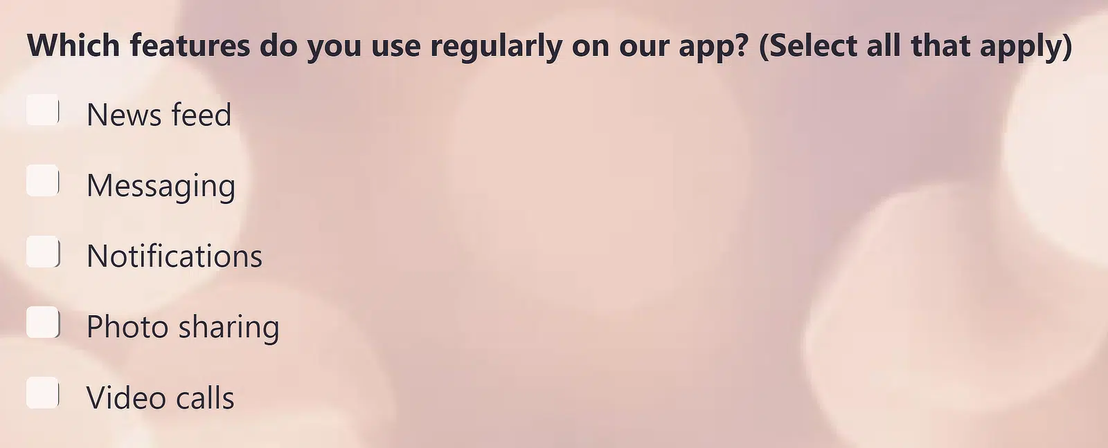 Checkbox questions survey