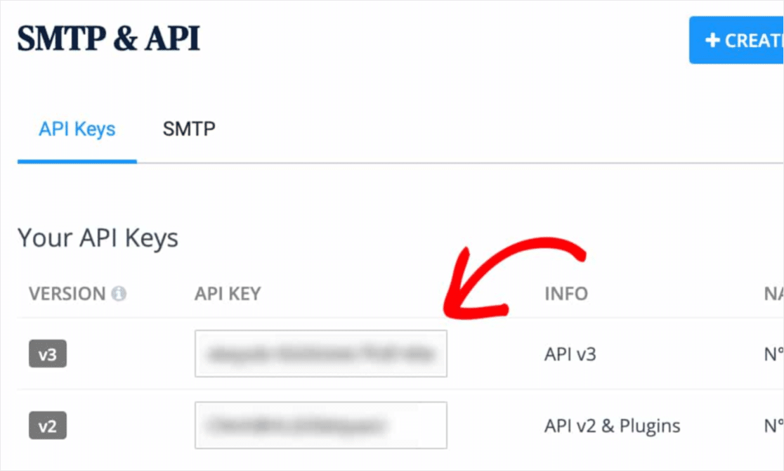 copy av3 key into sendinblue for wp mail smpt setup