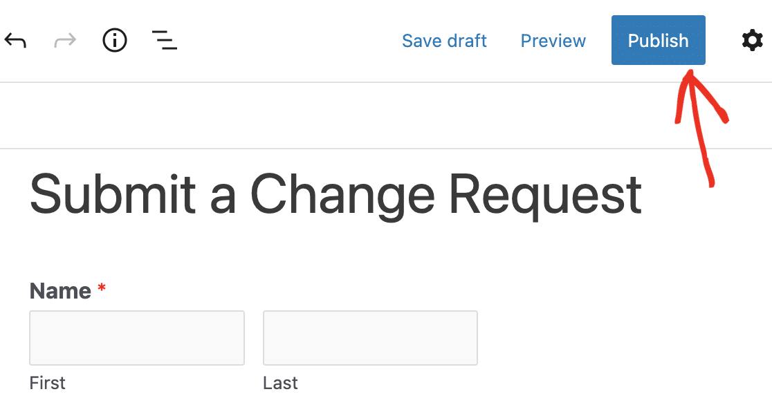 Publishing a change request form