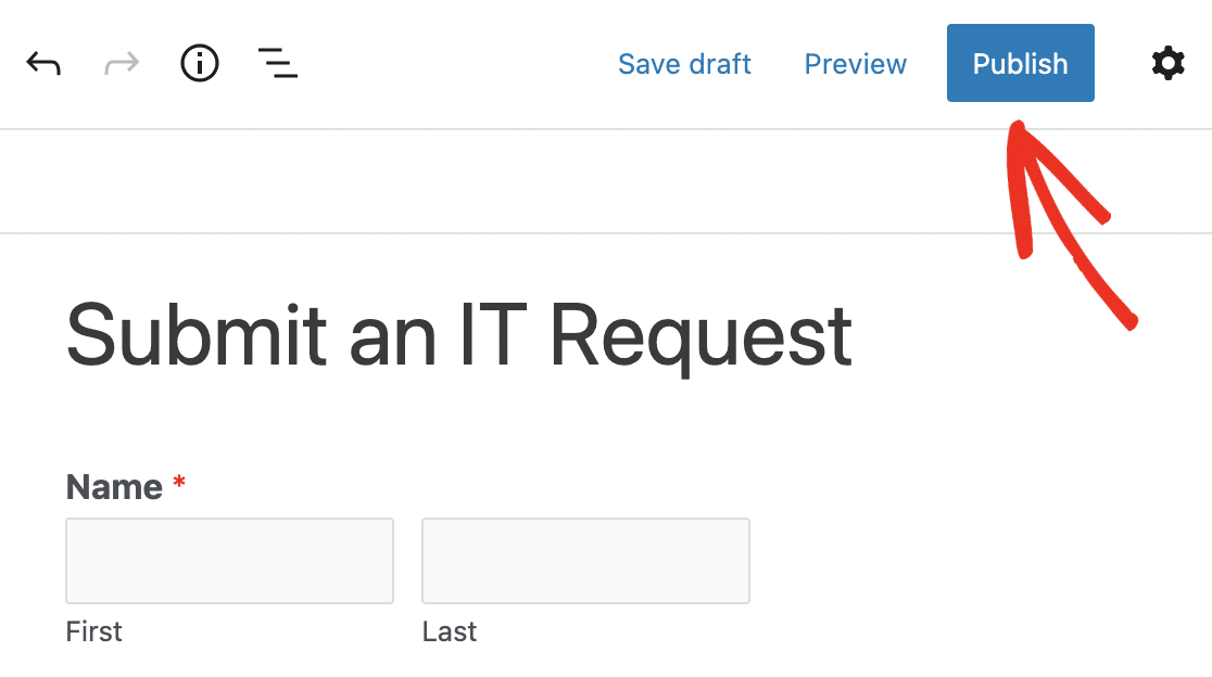 Publishing your IT service request form