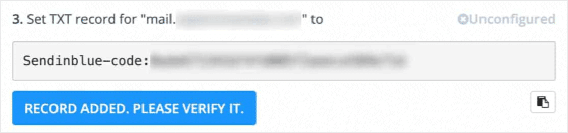 the txt record sendinblue code for wp mail smtp