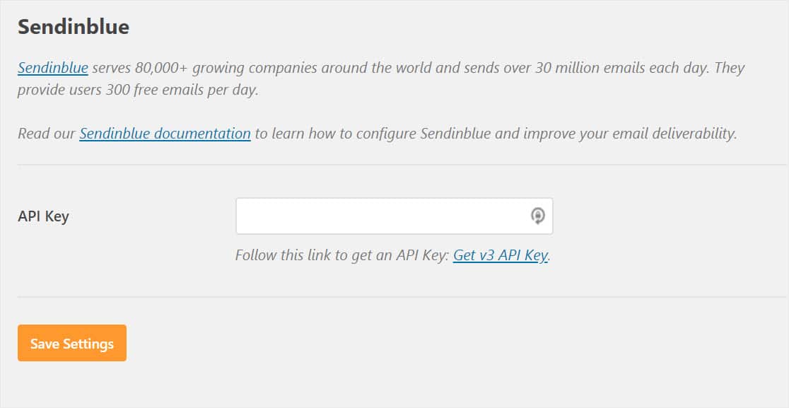 where to enter the sendinblue api key