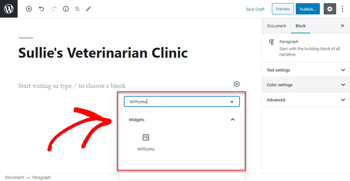 Click WPForms Icon