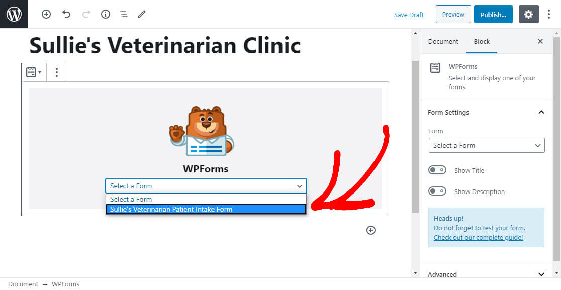 Select Veterinarian Patient Intake Form