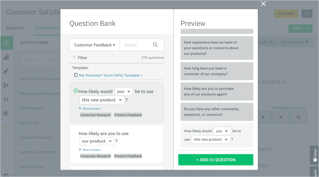 SurveyMonkey question bank