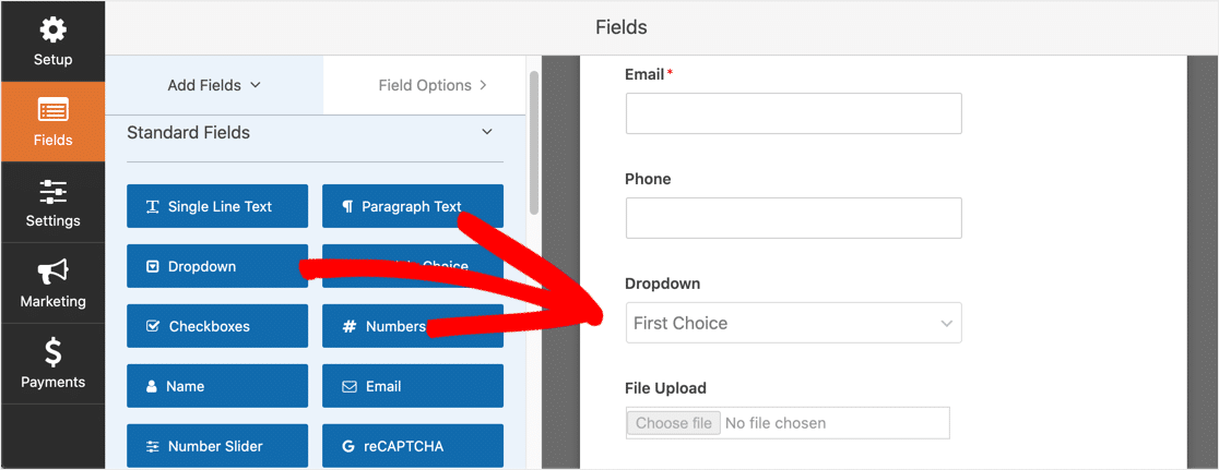 Add dropdown field