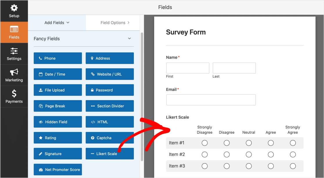 Add Likert Scale field