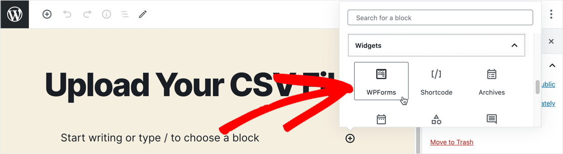 Add WPForms block