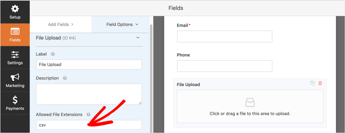 Allow CSV file uploads in WordPress WPForms