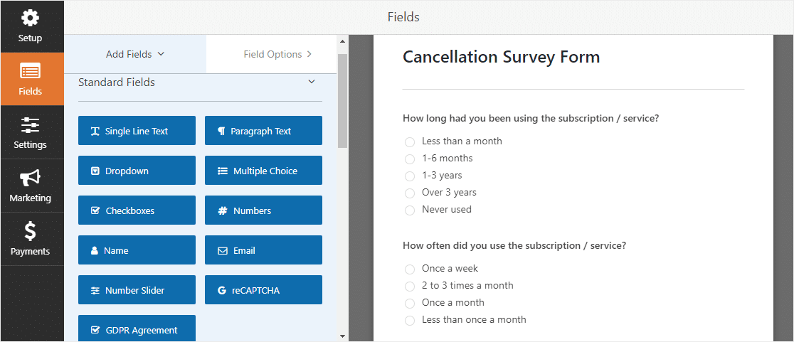 customer cancellation survey form template