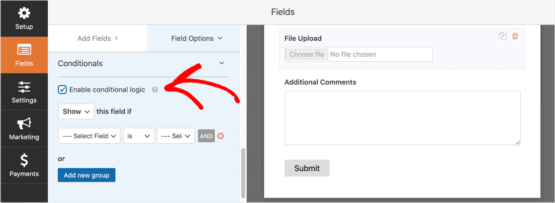 Enable conditional logic