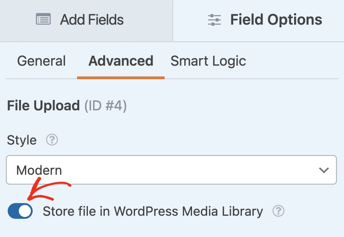 Setting up a File Upload field to store files in the Medial Library