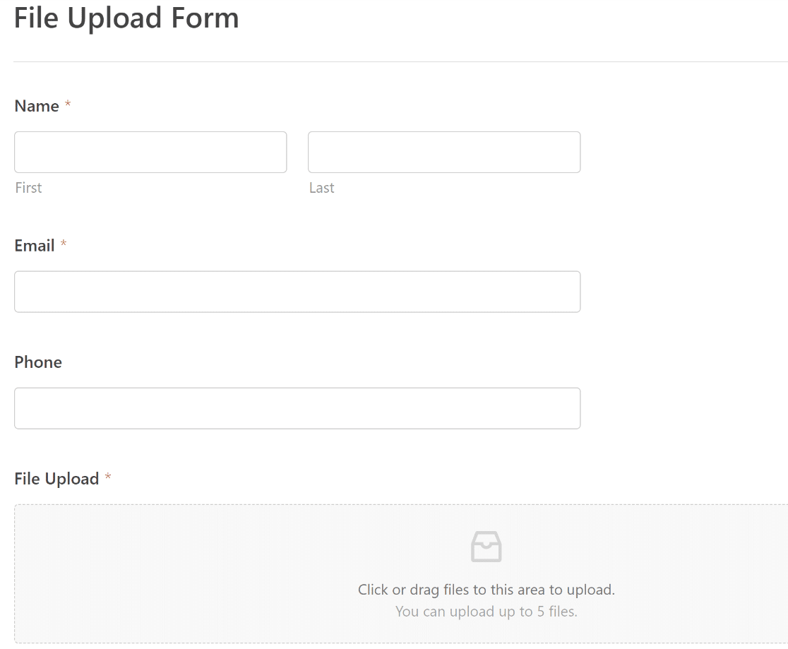 File upload form field loaded