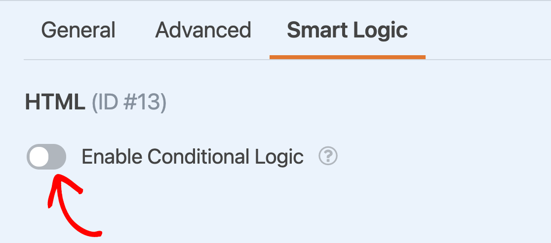 Enabling conditional logic for an HTML field