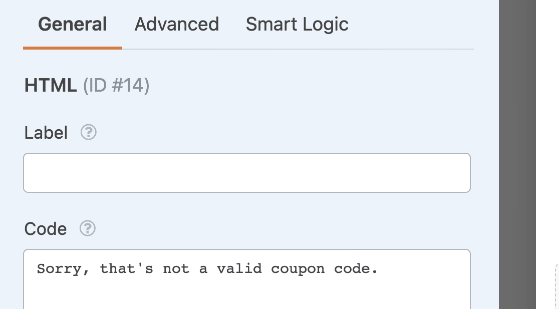 Creating a validation message for an invalid discount code using an HTML field