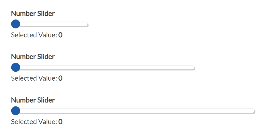 Small, medium, and large Number Sliders