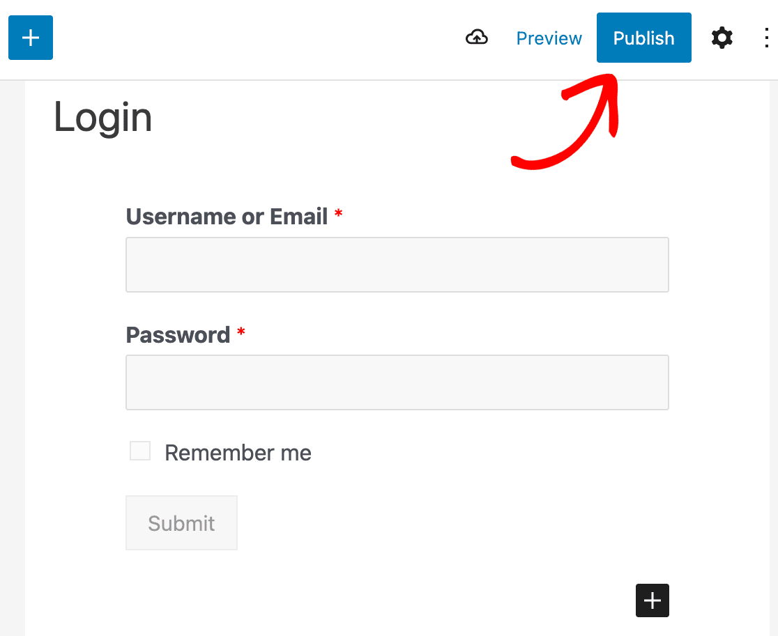 Publishing your user login form