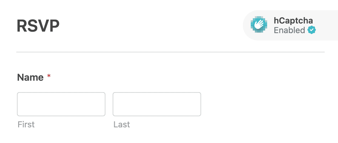 An RSVP form with hCaptcha enabled