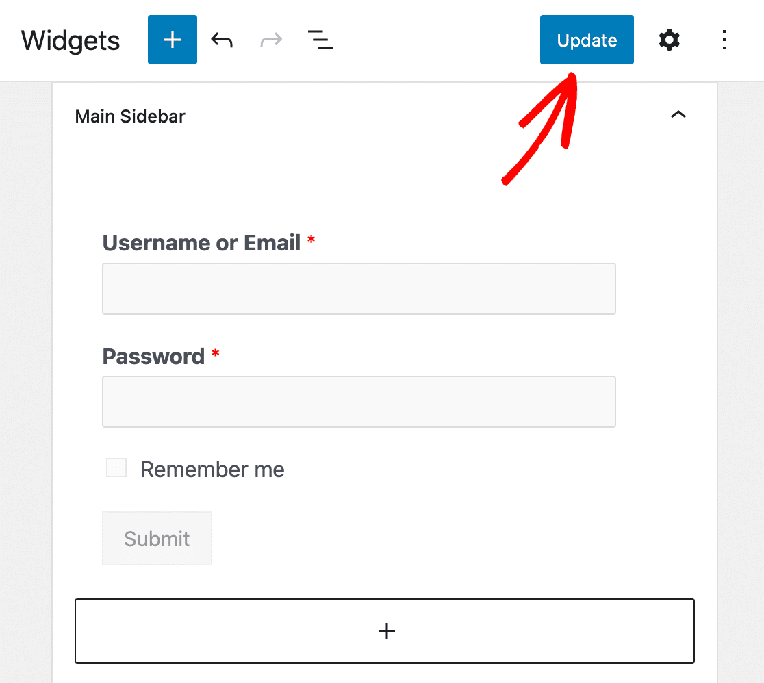 Updating your widgets to publish your user login widget