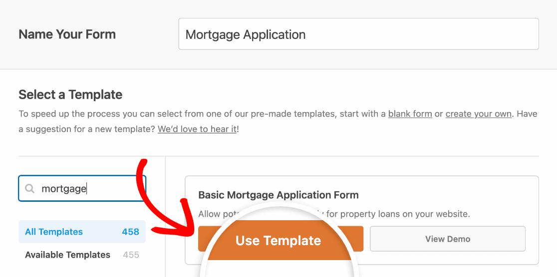 Choosing the Basic Mortgage Application Form template