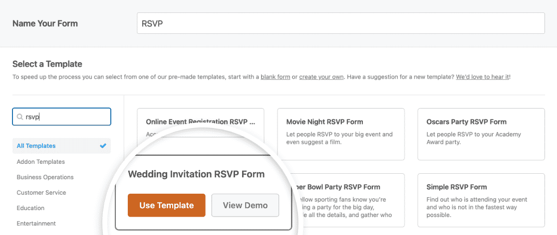 wedding rsvp microsoft forms