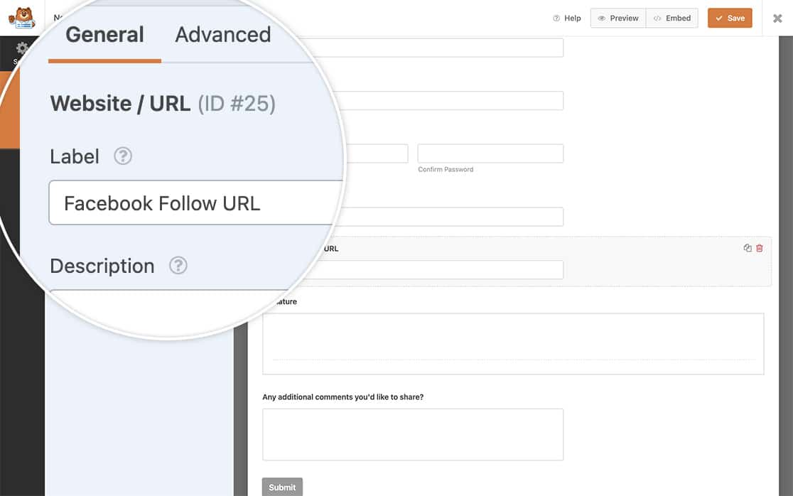 add the Website / URL field for your users to enter their social media url
